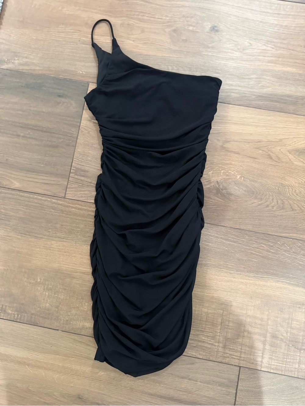 Princess Polly Black One-Shoulder Ruched Dress
